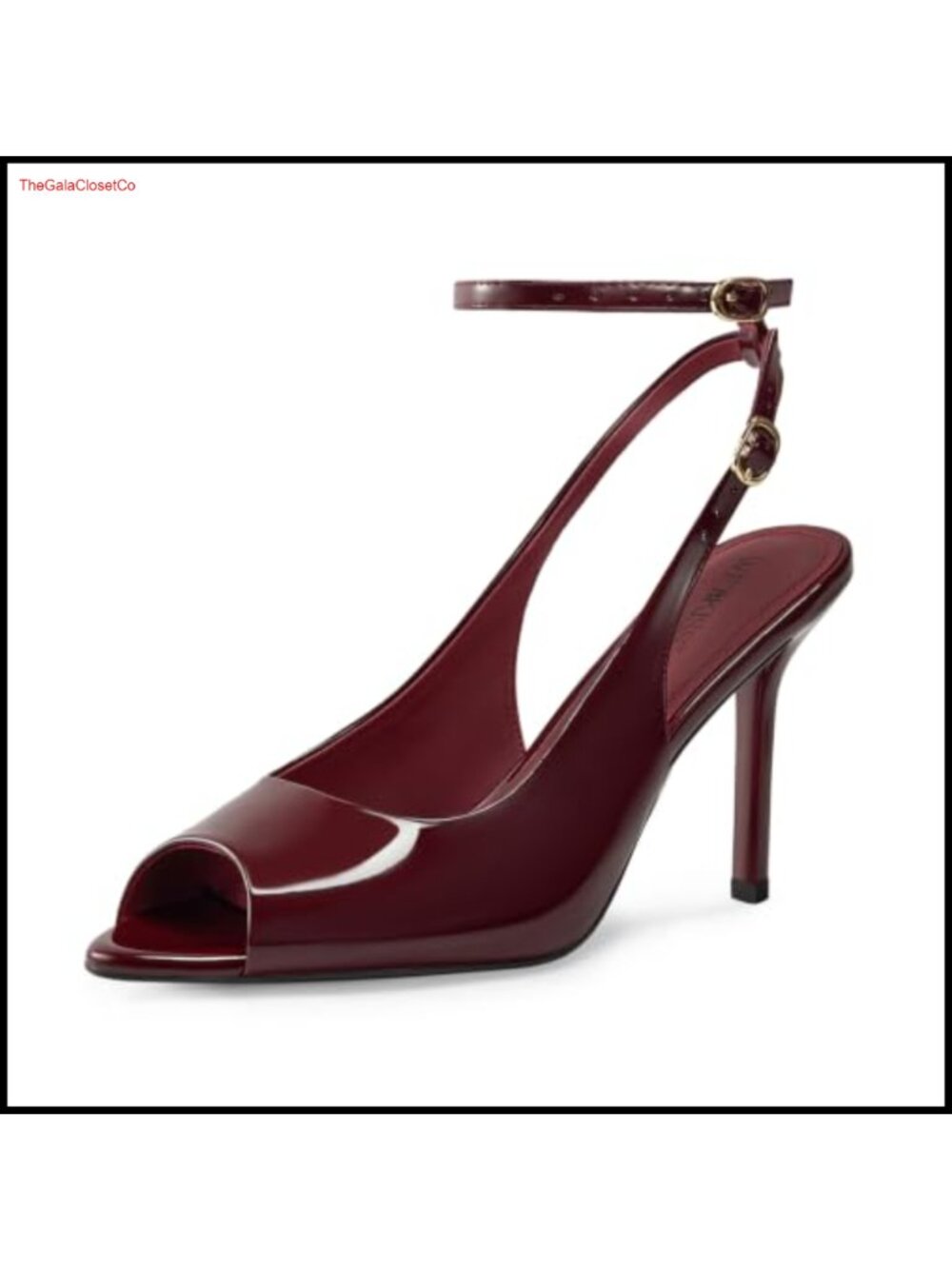 Peep Toe Slingback Stiletto Pumps Patent Faux Leather Dressy Heels